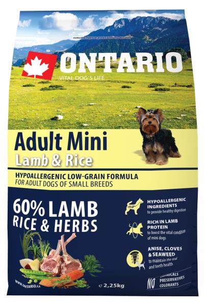 Ontario Adult Mini Lamb & Rice & Rice / Сухой корм Онтарио для взрослых собак Мелких пород с Ягненком и рисом
