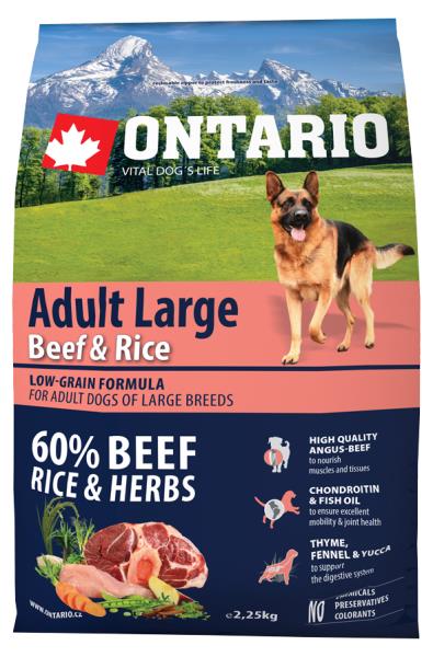 Ontario Adult Large Beef & Rise / Сухой корм Онтарио для взрослых собак Крупных пород с Говядиной и рисом 