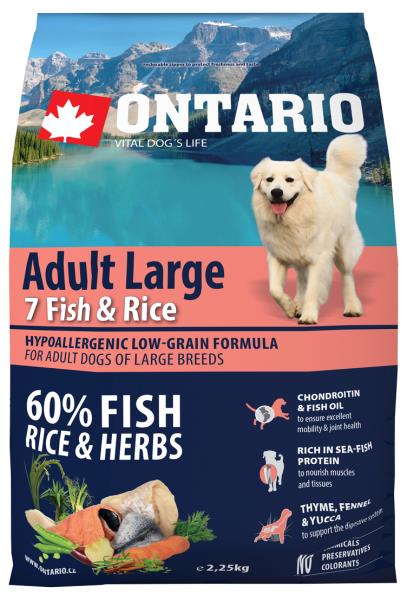 Ontario Adult Large 7 Fish & Rice / Сухой корм Онтарио для взрослых собак Крупных пород 7 видов рыб и рис