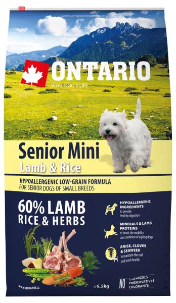 

Ontario Senior Mini Lamb & Rice / Сухой корм Онтарио для Пожилых собак Мелких пород с Ягненком и рисом, Ontario Senior Mini Lamb & Rice