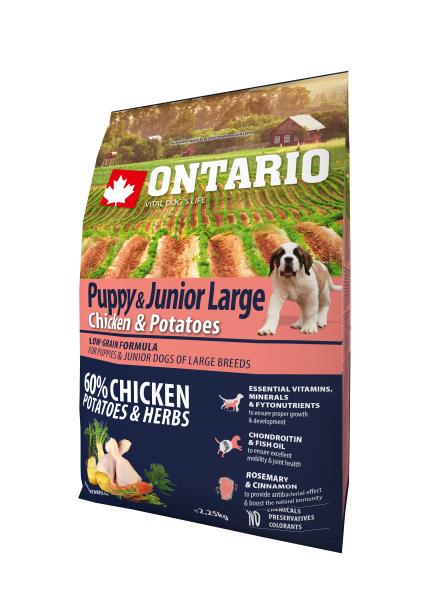 Ontario Puppy & Junior Large Chicken & Potatoes / Сухой корм Онтарио для Щенков Крупных пород с Курицей и картофелем