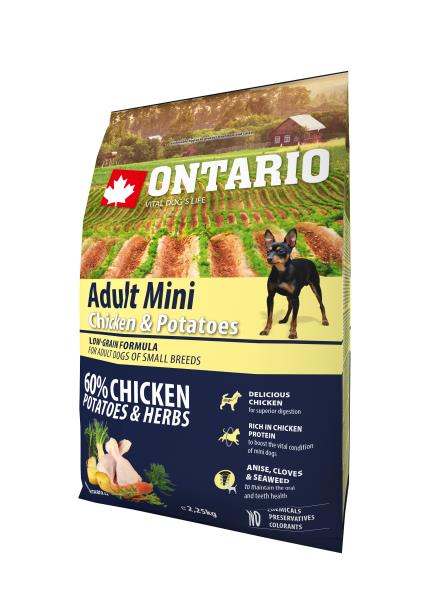 Ontario Adult Mini Chicken & Potatoes / Сухой корм Онтарио для взрослых собак Мелких пород с Курицей и картофелем