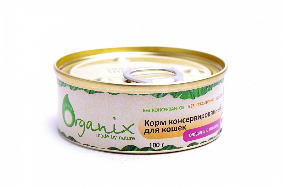 Organix Консервы для кошек Говядина с языком (цена за упаковку) 