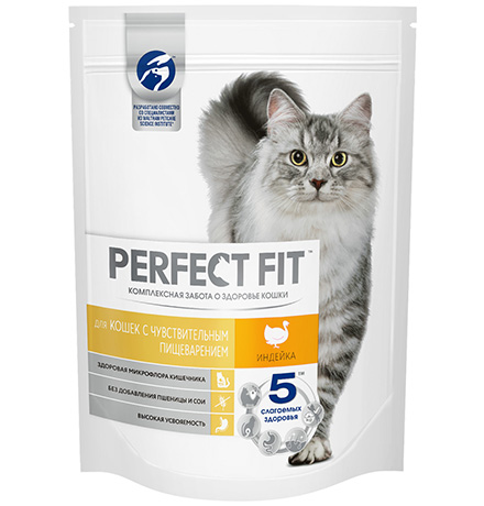 Купить Perfect Fit Sensitive / Сухой корм Перфект Фит для чувствительных кошек Индейка за 120.00 ₽