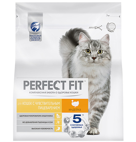 Perfect Fit Sensitive / Сухой корм Перфект Фит для чувствительных кошек Индейка 