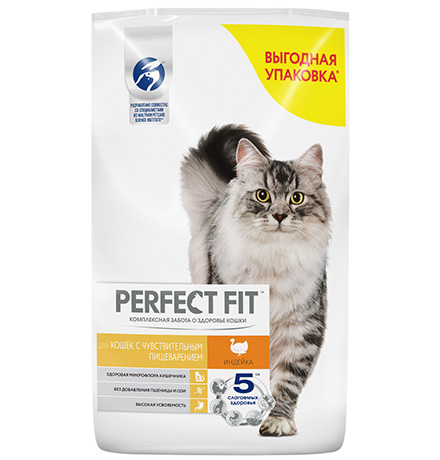 Perfect Fit Sensitive / Сухой корм Перфект Фит для чувствительных кошек Индейка