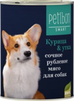 Petibon Smart / Консервы Петибон Смарт для собак Рубленое мясо Курица Утка (цена за упаковку) 