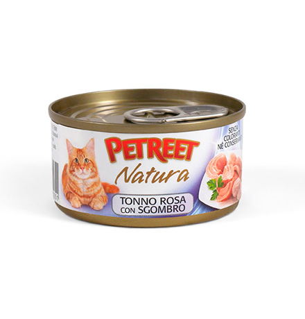 

Petreet / Консервы Петрит для кошек Кусочки розового тунца с Макрелью (цена за упаковку), Petreet