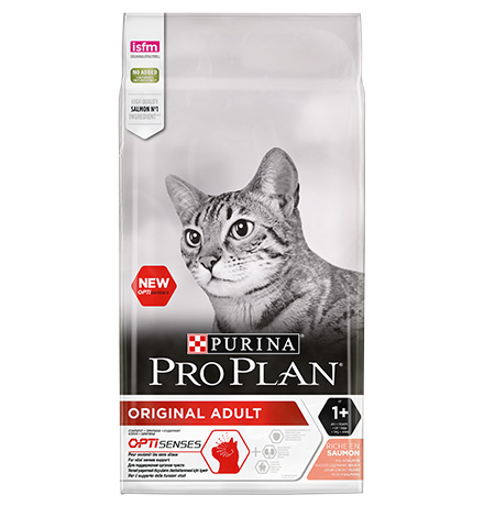 Purina Pro Plan Cat Adult Original Salmon OptiSenses / Сухой корм Пурина Про План для взрослых кошек для поддержания здоровья органов чувств с лососем