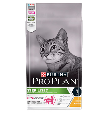 Купить PRO PLAN STERILISED / Сухой корм Пурина Про План для взрослых стерилизованных кошек с чувствительным пищеварением с курицей за 1580.00 ₽