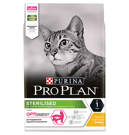 Купить PRO PLAN STERILISED / Сухой корм Пурина Про План для взрослых стерилизованных кошек с чувствительным пищеварением с курицей за 2990.00 ₽