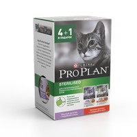 

Purina Pro Plan Cat NutriSavour Sterilised Turkey & Beef 4+1 / Паучи Пурина Про План для Стерилизованных кошек Индейка в желе 2шт, Говядина в соусе 3шт (цена за упаковку), Purina Pro Plan Cat NutriSavour Sterilised Turkey & Beef 4+1