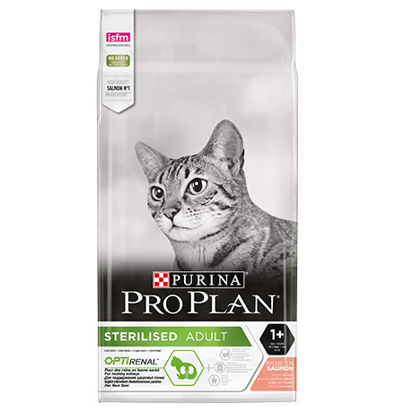 PRO PLAN STERILISED / Сухой корм Пурина Про План для взрослых кошек для поддержания здоровья почек после стерилизации с лососем