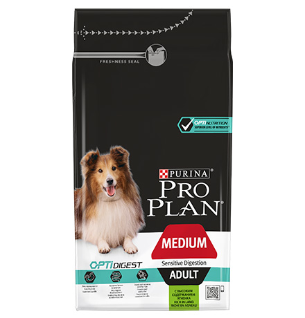 Купить PRO PLAN OPTI DIGEST / Сухой корм Пурина Про План для взрослых собак средних пород при чувствительном пищеварении с ягненком за 1000.00 ₽