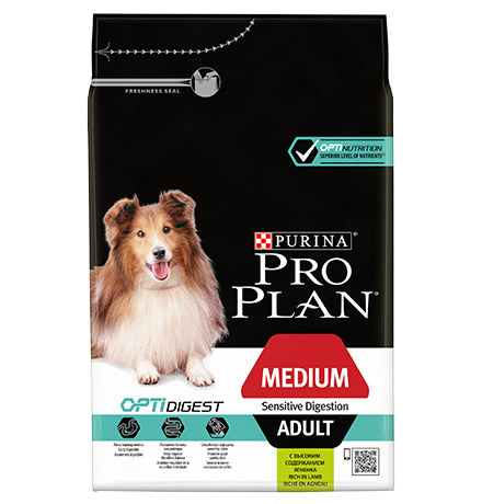 Purina Pro Plan Medium Adult Sensitive Digestion / Сухой корм Пурина Про План для взрослых собак средних пород при чувствительном пищеварении с ягненком 
