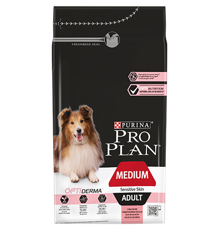 

Purina Pro Plan Medium Adult Sensitive Skin / Сухой корм Пурина Про План для взрослых собак средних пород при чувствительной коже с лососем, Purina Pro Plan Medium Adult Sensitive Skin