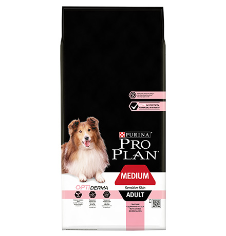 PRO PLAN OPTI DERMA / Сухой корм Пурина Про План для взрослых собак средних пород при чувствительной коже с лососем 