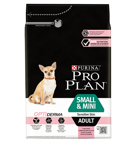 Purina Pro Plan Small & Mini Adult Sensitive Skin / Сухой корм Пурина Про План для взрослых собак мелких пород при чувствительной коже с лососем 