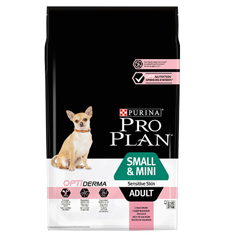 Купить Purina Pro Plan Small & Mini Adult Sensitive Skin / Сухой корм Пурина Про План для взрослых собак мелких пород при чувствительной коже с лососем за 2960.00 ₽