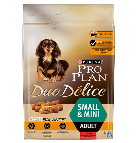 PRO PLAN DUO DELICE /Сухой корм Пурина Про План для взрослых собак мелких пород с говядиной 