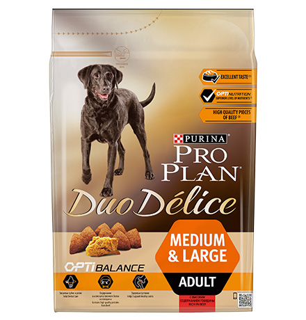 Purina Pro Plan Duo Delice Adult Beef & Rice / Сухой корм Пурина Про План для взрослых собак средних и крупных пород с говядиной