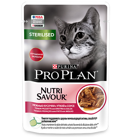 

Purina Pro Plan Cat NutriSavour Sterilised Duck / Паучи Пурина Про План для взрослых стерилизованных кошек с уткой в соусе (цена за упаковку), Purina Pro Plan Cat NutriSavour Sterilised Duck