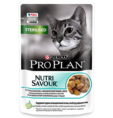 

Purina Pro Plan Cat NutriSavour Sterilised Ocean Fish / Паучи Пурина Про План для Стерилизованных кошек Океаническая рыба в желе (цена за упаковку), Purina Pro Plan Cat NutriSavour Sterilised Ocean Fish