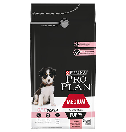 Purina Pro Plan Medium Puppy Sensitive Skin / Сухой корм Пурина Про План для щенков с чувствительной кожей Лосось и рис