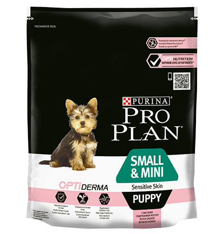 Purina Pro Plan Small & Mini Puppy Sensitive Skin / Сухой корм Пурина Про План для щенков мелких пород при чувствительной коже с лососем 