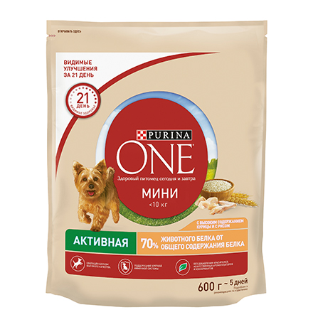 PURINA ONE MINI / Сухой корм Пурина УАН для взрослых собак мелких пород при активном образе жизни с курицей