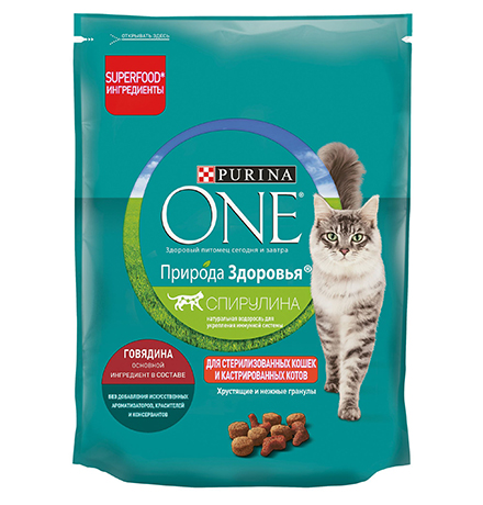 

Purina One Природа здоровья / Сухой корм Пурина Уан для Стерилизованных кошек и котов Говядина, Purina One Природа здоровья