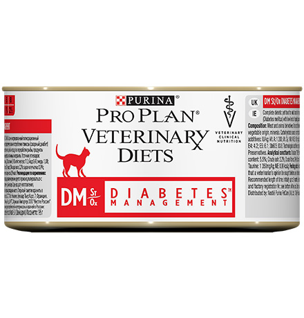 Purina Pro Plan Veterinary Diets DM Diabetes Management / Лечебные консервы Пурина Про План Ветеринарная диета для взрослых кошек при диабете с говядиной (цена за упаковку)