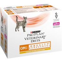 Purina Pro Plan Veterinary Diets OM Obesity Management Лечебные паучи Пурина Про План Ветеринарная Диета для кошек Обесити Ожирение цена за упаковку 750₽