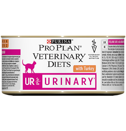 Purina Pro Plan Veterinary Diets UR Urinary Turkey / Лечебные консервы Пурина Про План Ветеринарная диета для взрослых кошек при болезнях нижних отделов мочевыводящих путей с индейкой (цена за упаковку)