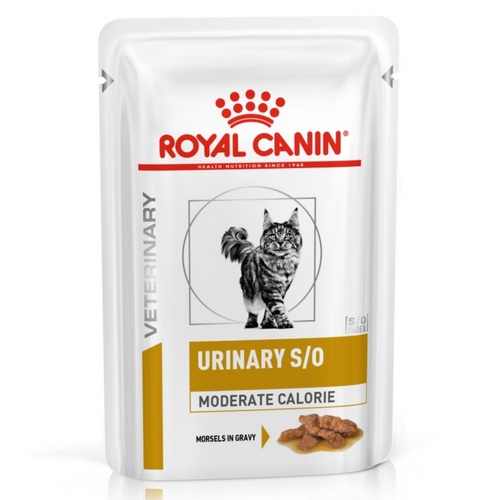Royal Canin Urinary S\O Moderate Calorie / Ветеринарный влажный корм (Консервы-Паучи) Роял Канин Уринари для кошек склонных к набору веса при Мочекаменной болезни (цена за упаковку)