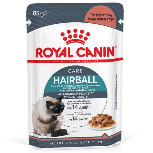 Royal Canin Hairball Care Влажный корм Консервы-Паучи Роял Канин Хэйрбол Кэа для кошек Вывод волосяных комочков цена за упаковку 2788₽