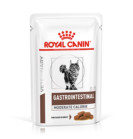 Royal Canin Gastrointestinal Moderate Calorie / Ветеринарный влажный корм (Консервы-Паучи) Роял Канин Гастроинтестинал Модерэйт Калори для кошек Нарушения пищеварения Низкокалорийный (цена за упаковку)