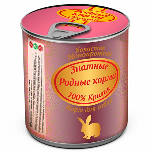 Родные Корма / Консервы Знатные для собак 100% Кролик (цена за упаковку)