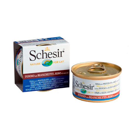 

Schesir Tuna Whitebaits Rice / Консервы Шезир для кошек Тунец в собственном соку со Снетками (цена за упаковку), Schesir Tuna Whitebaits Rice