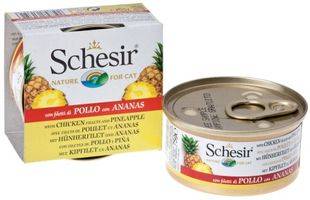Schesir / Консервы Шезир для кошек Цыпленок ананас (цена за упаковку)