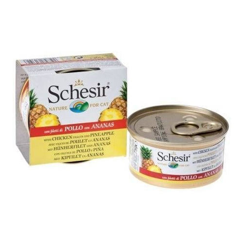 Schesir / Консервы Шезир для кошек Цыпленок ананас (цена за упаковку) 