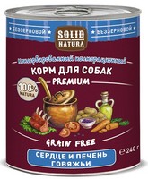 Solid Natura Premium Grain Free / Консервы Солид Натура Беззерновые для собак Сердце и печень говяжьи (цена за упаковку) 