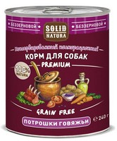 Solid Natura Premium Grain Free / Консервы Солид Натура Беззерновые для собак Потрошки говяжьи (цена за упаковку) 