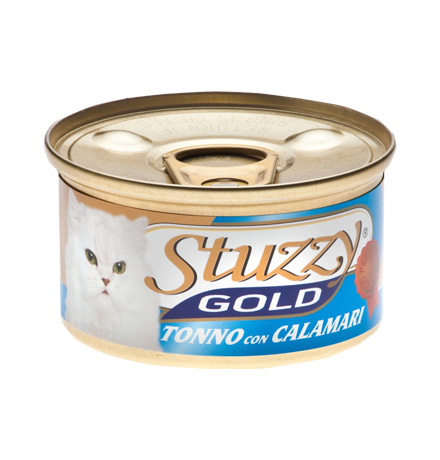 Stuzzy Gold / Консервы Штуззи для кошек Тунец с Кальмарами в собственном соку (цена за упаковку)