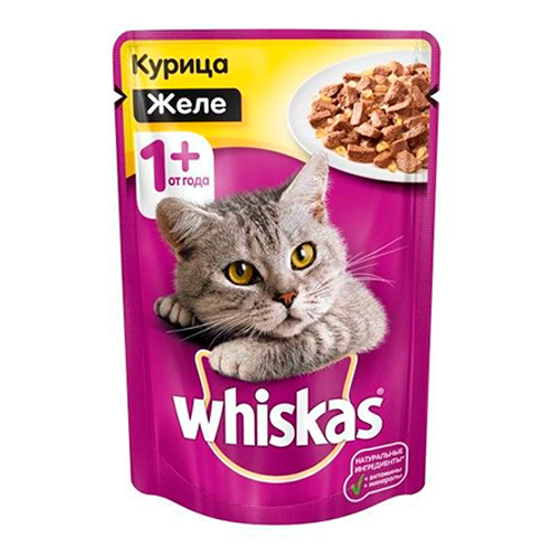 Whiskas / Паучи Вискас для взрослых кошек Курица в желе (цена за упаковку)