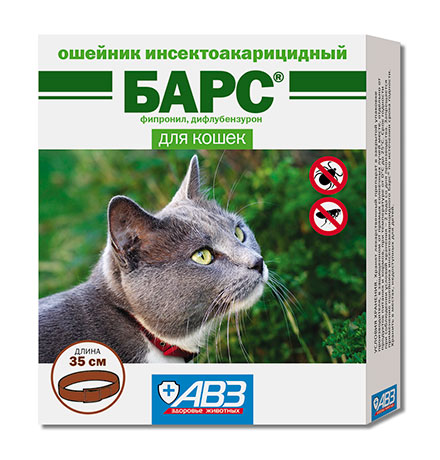АгроВетЗащита Барс / Ошейник Инсектоакарицидный для кошек 