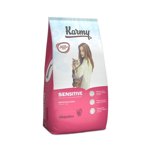 Karmy Sensitive Сухой корм Карми для кошек с Чувствительным пищеварением Индейка 7094₽